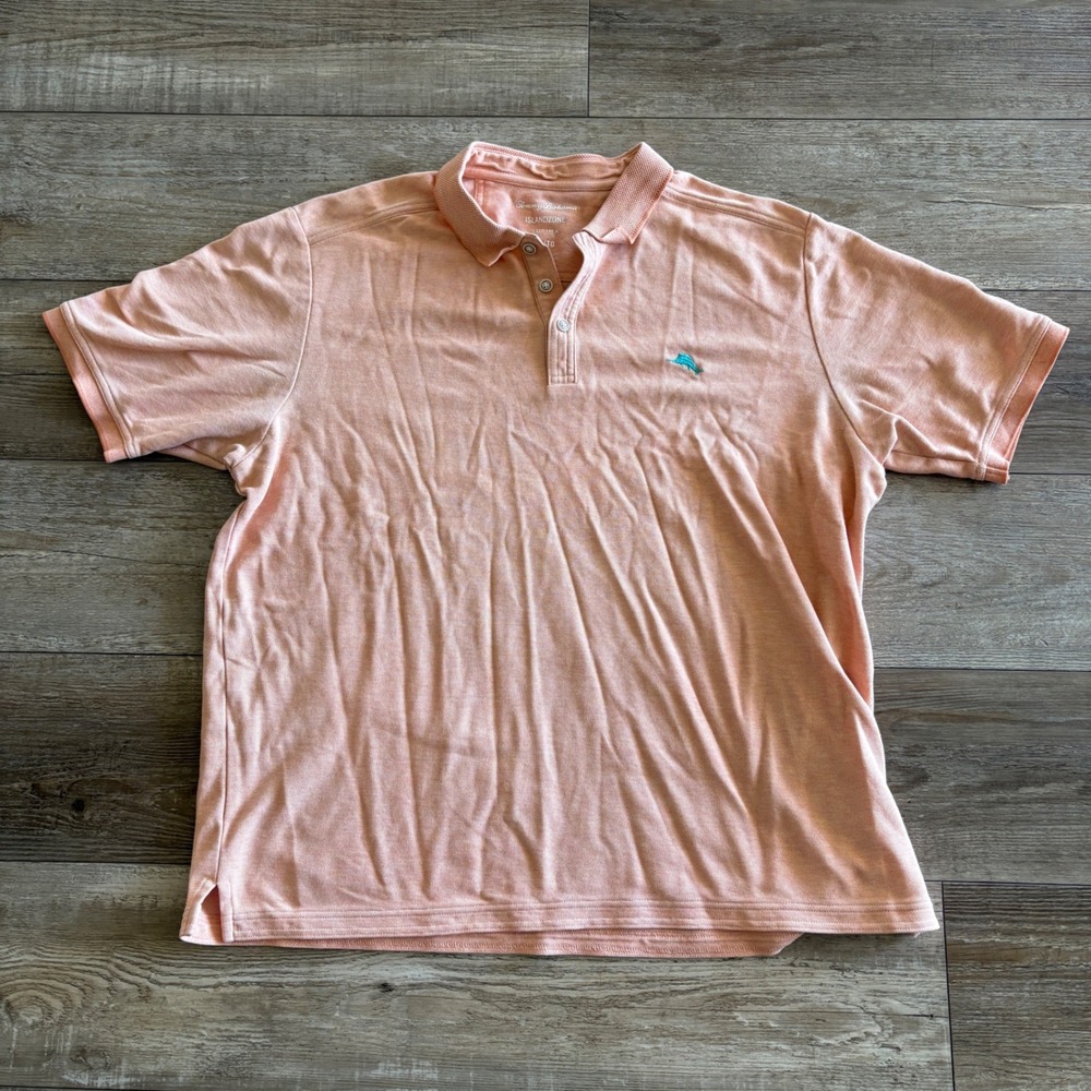 Tommy Bahama Polo Shirt Mens XL Peach IslandZone Supima Cotton Short Sleeve